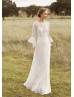 Bell Sleeves Ivory Lace Over Boho Chic Wedding Dress
